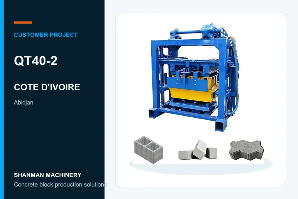 QT40-2 concrete block machine project in Cote d'Ivoire