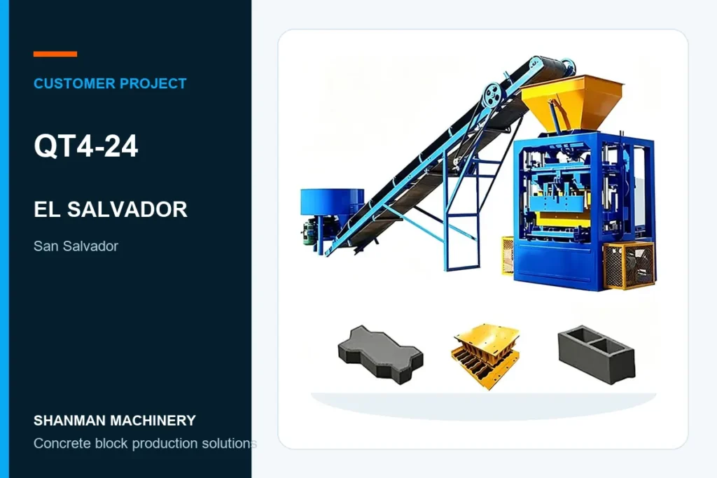 QT4-24 concrete block machine project in El Salvador