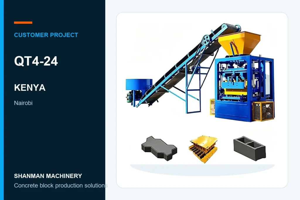 QT4-24 concrete block machine project in Kenya