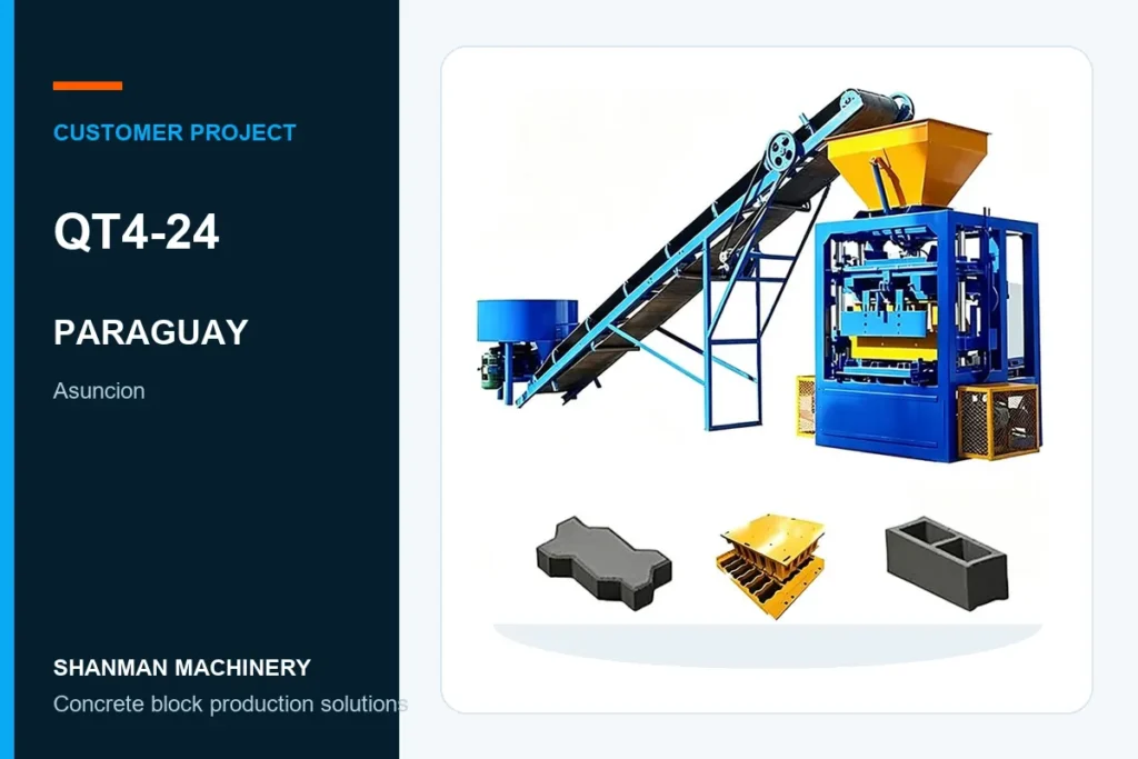 QT4-24 concrete block machine project in Paraguay