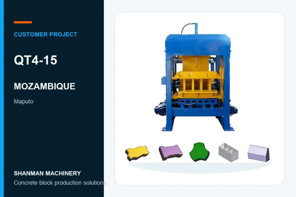 QT4-15 concrete block machine project in Mozambique