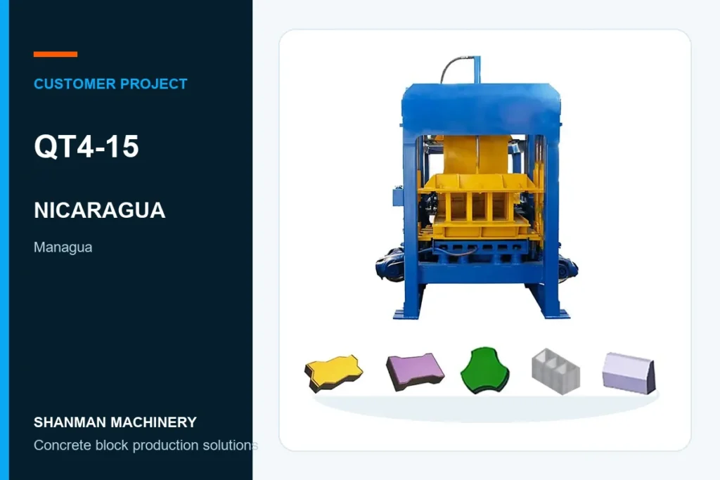 QT4-15 concrete block machine project in Nicaragua