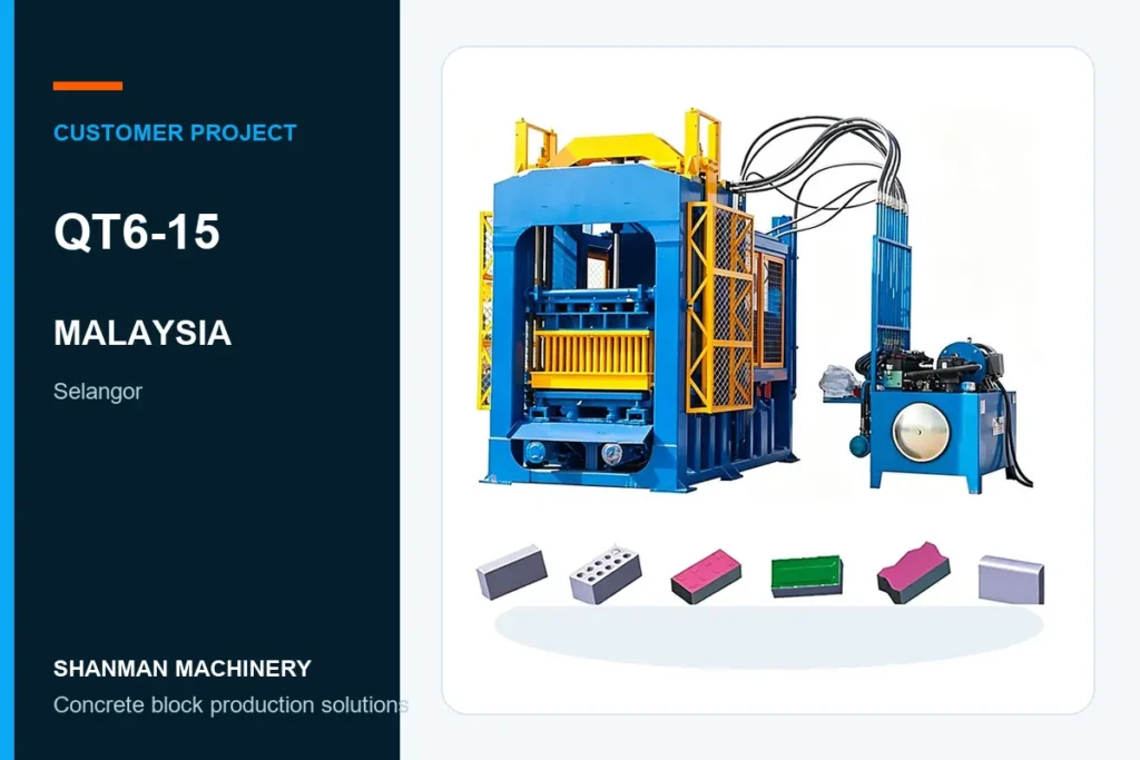 QT6-15 concrete block machine project in Malaysia