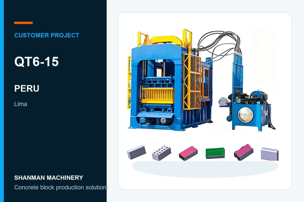 QT6-15 concrete block machine project in Peru