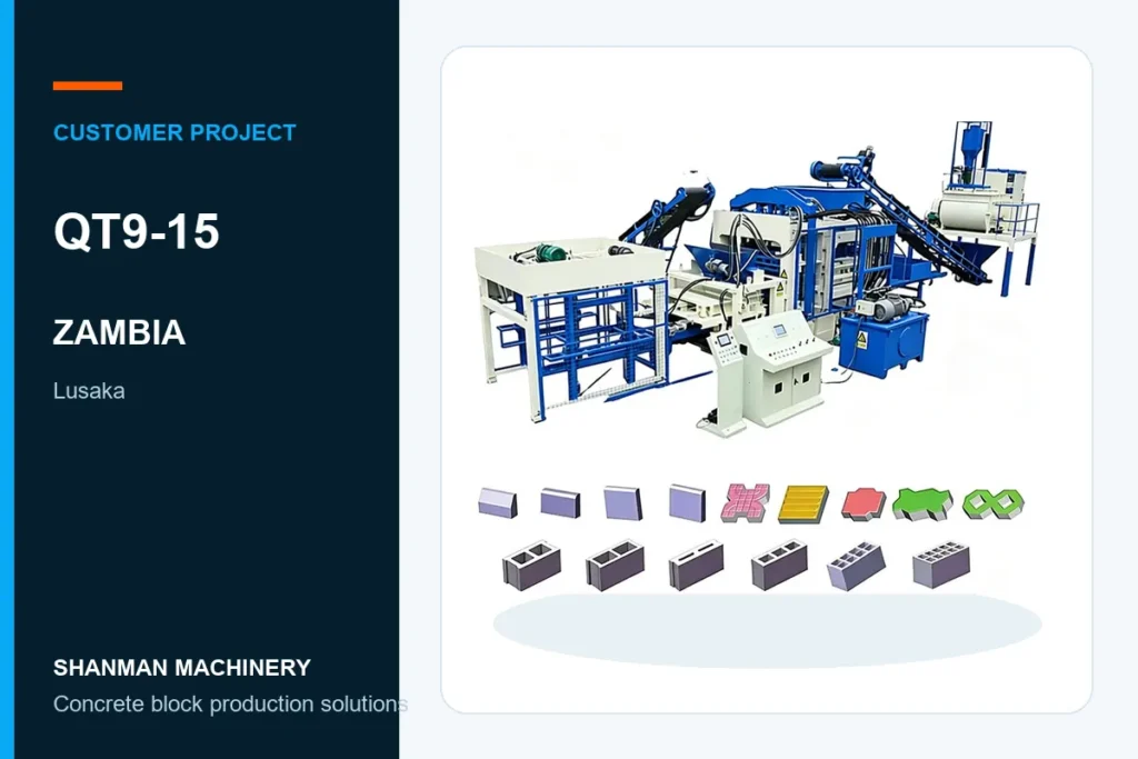 QT9-15 concrete block machine project in Zambia