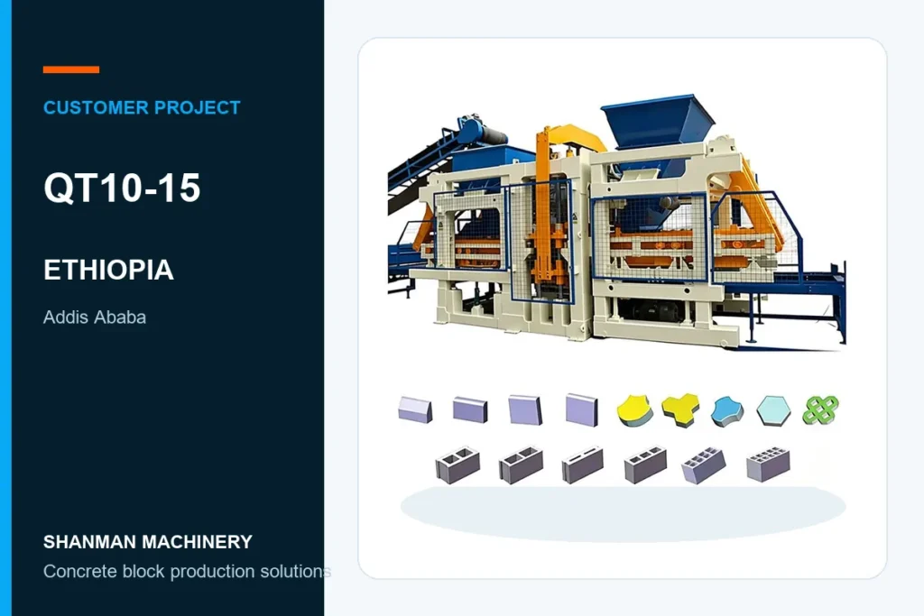 QT10-15 concrete block machine project in Ethiopia