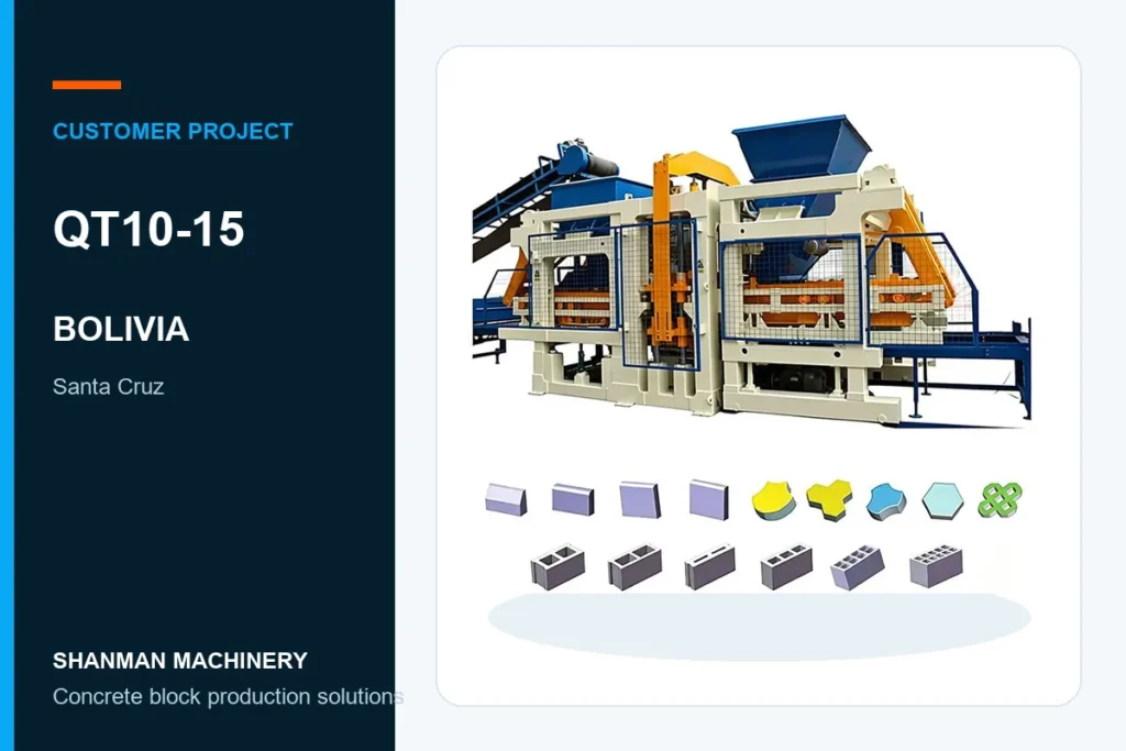 QT10-15 concrete block machine project in Bolivia