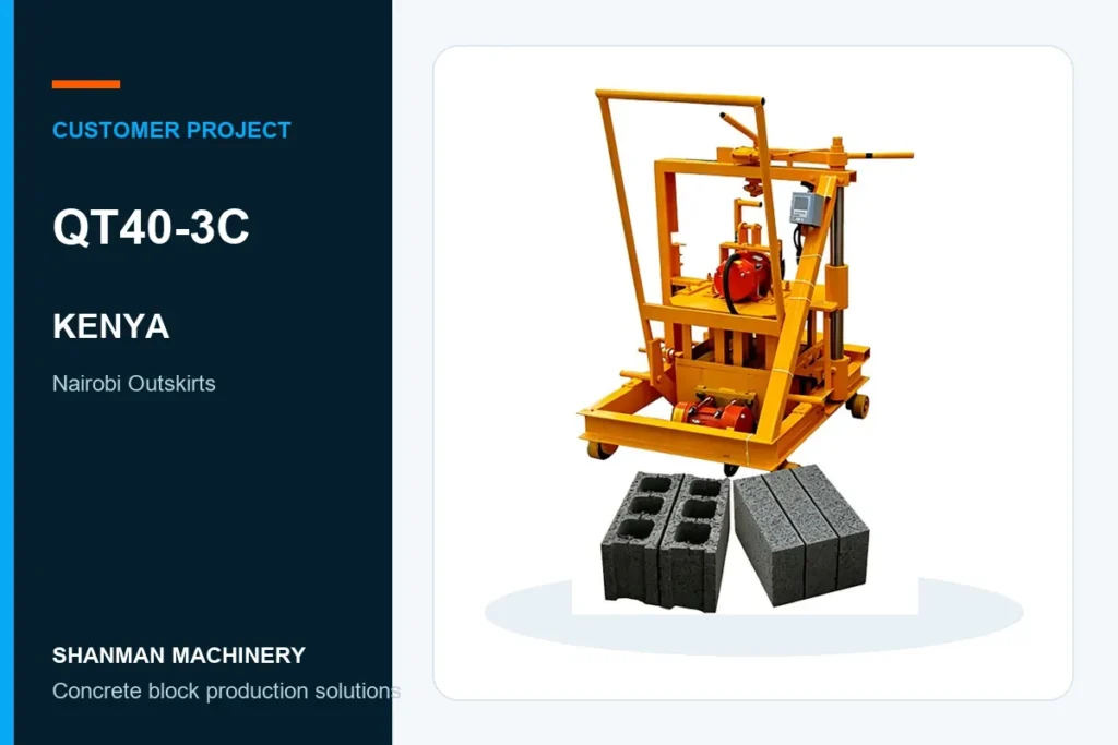 QT40-3C concrete block machine project in Kenya