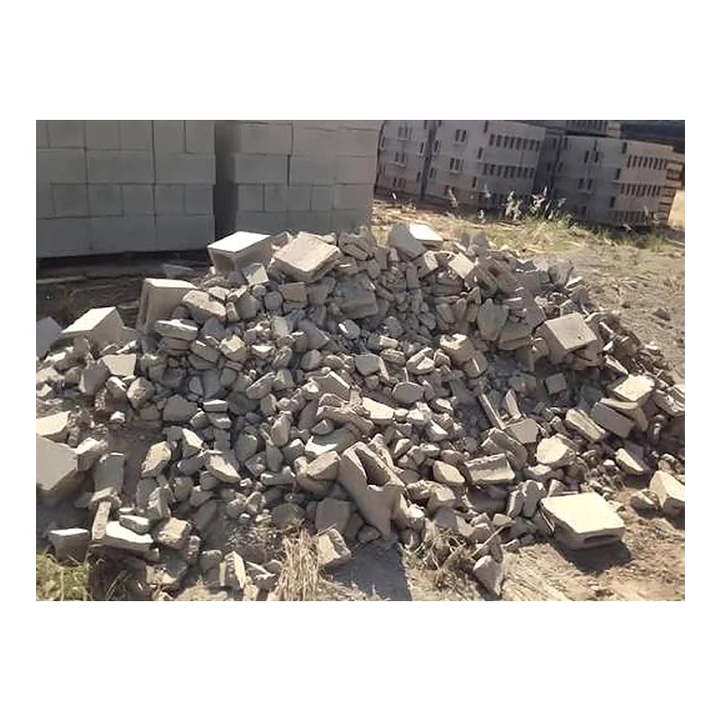 Construction-site brick and concrete rubble for recycling