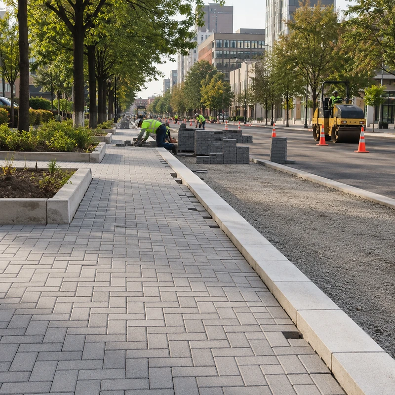Municipal Roads concrete block solution detail