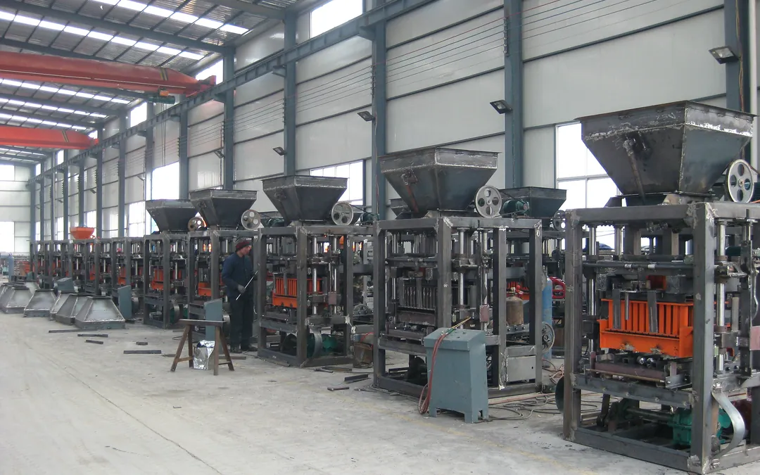 Concrete block machines in the Shanman assembly workshop